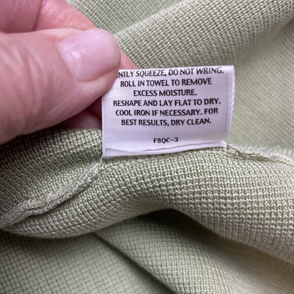 Eileen Fisher Cardigan Sweater Womens M Pear Green Silk Blend Open Cascade Front - Picture 5 of 9